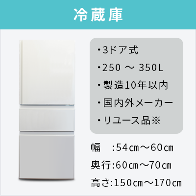 中古家電2点ファミリーセット(3ドア冷蔵庫/洗濯機)